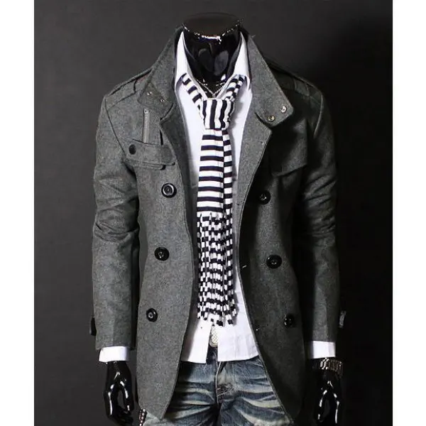 HG Factory Custom High Fashion Slim Fit Long Trench Belted  Double Breasted Men Coat