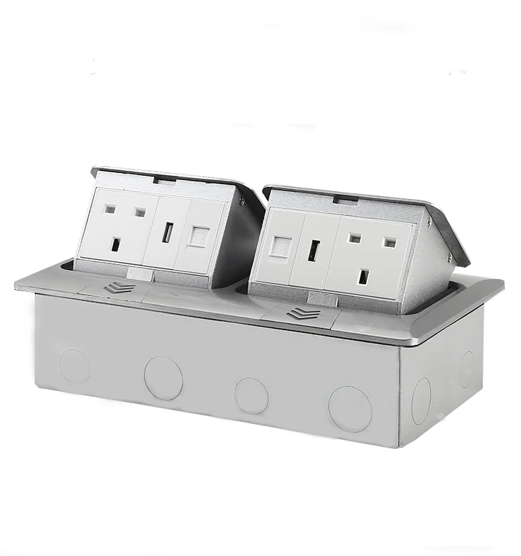 Standard Quick / Slow Pop up Floor Socket USB Phone Internet Sockets 2 Way Electrical Switches Power Outlet Aluminum Alloy
