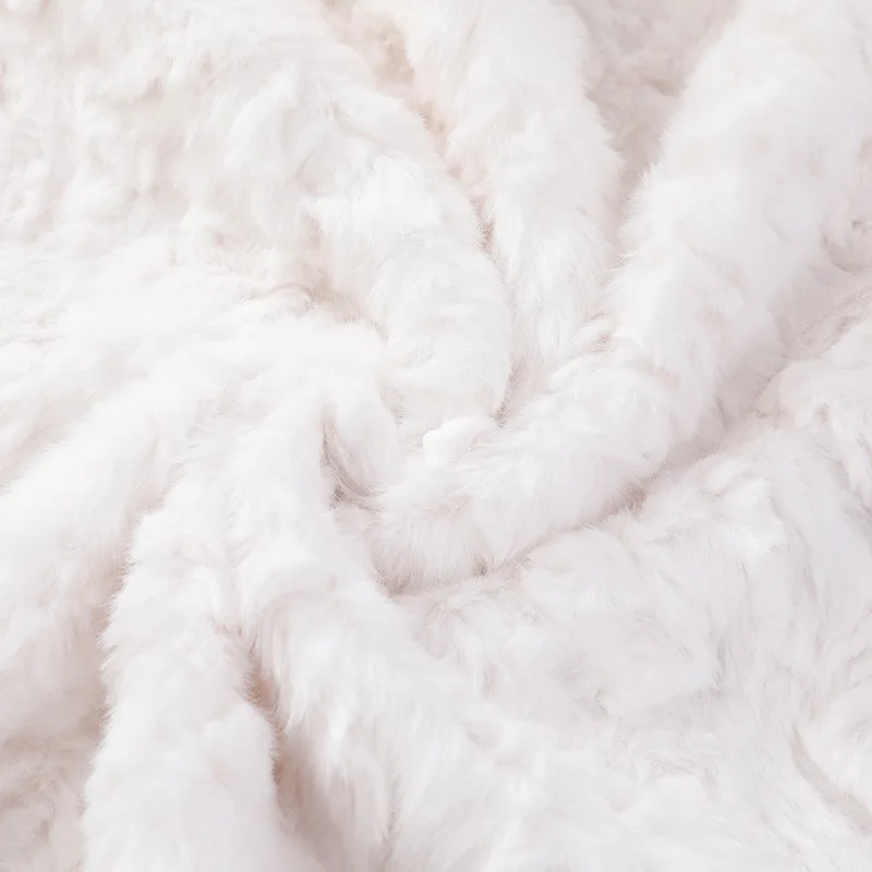 Manufacture Customized  Soft Embossed Cutting Rabbit Faux Fur PV Plush Fleece Fabric