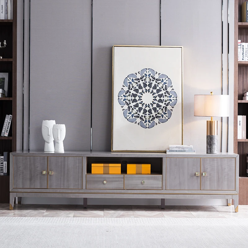 Welliton OEM ODM гостиничная вилла, домашняя мебель, фурнитура, ТВ-стенд из массива дерева, современный шкаф для гостиной