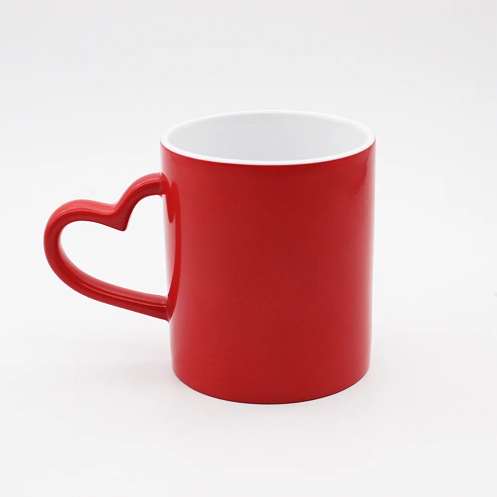 36 Packs MR.R 11oz Sublimation Blank Ceramic Mugs with Heart Handle Magic Mug Matte Surface Drinking Mug
