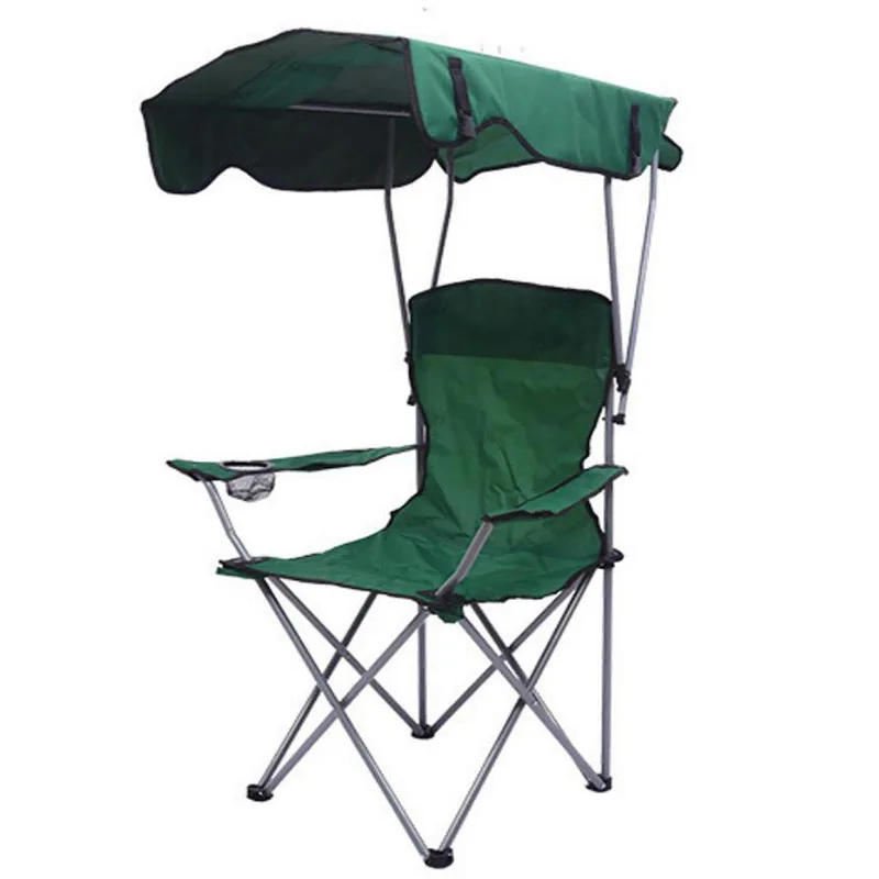 Outdoor camping collapsible sunshade fishing chair with canopy