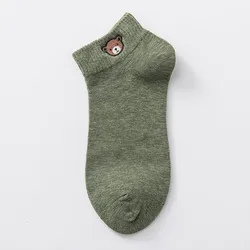 Women Socks Cute Bear Embroidery Custom OEM Socks Low Tube loose Socks Made Embroidery