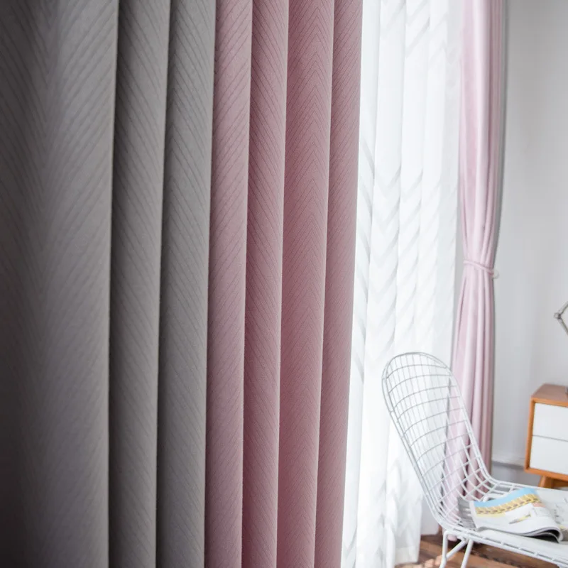 New arrival high quality modern polyester two colors matched blackout wool curtain