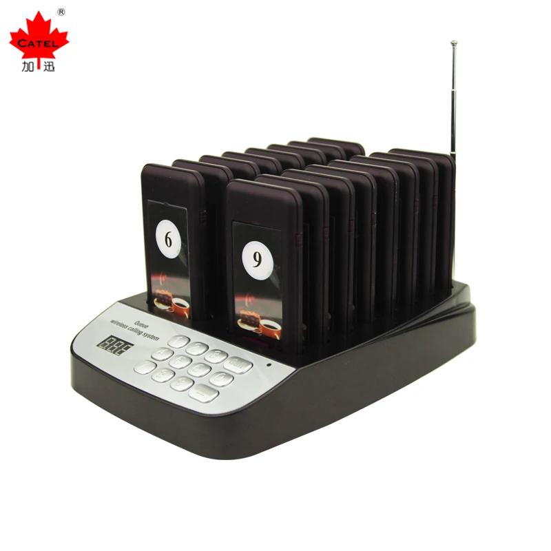 Catel wireless meal picking device CTP301 waiter Coaster Queue calling system 1 keyboard and 16 Pagers