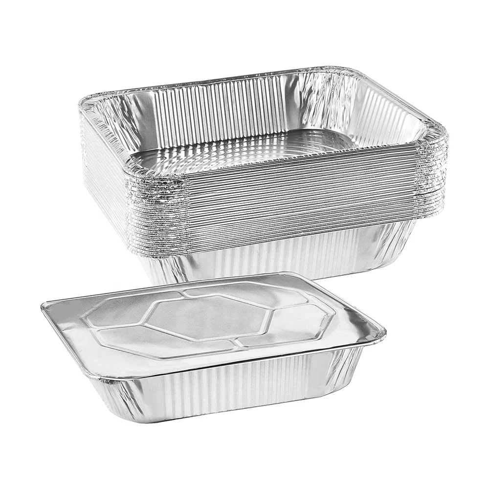 Middle East hot selling disposable fast food takeaway aluminum foil container OEM custom tin foil box air fryer foil trays