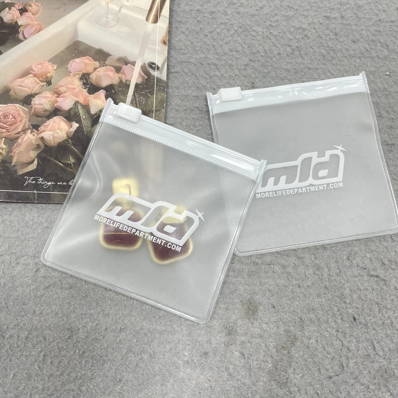 Printed Mini Ziplock Bags For Jewelry , Boutique Earring Packaging Bag With Logo, Custom Jewelry Gift Zipper Bags Plastic