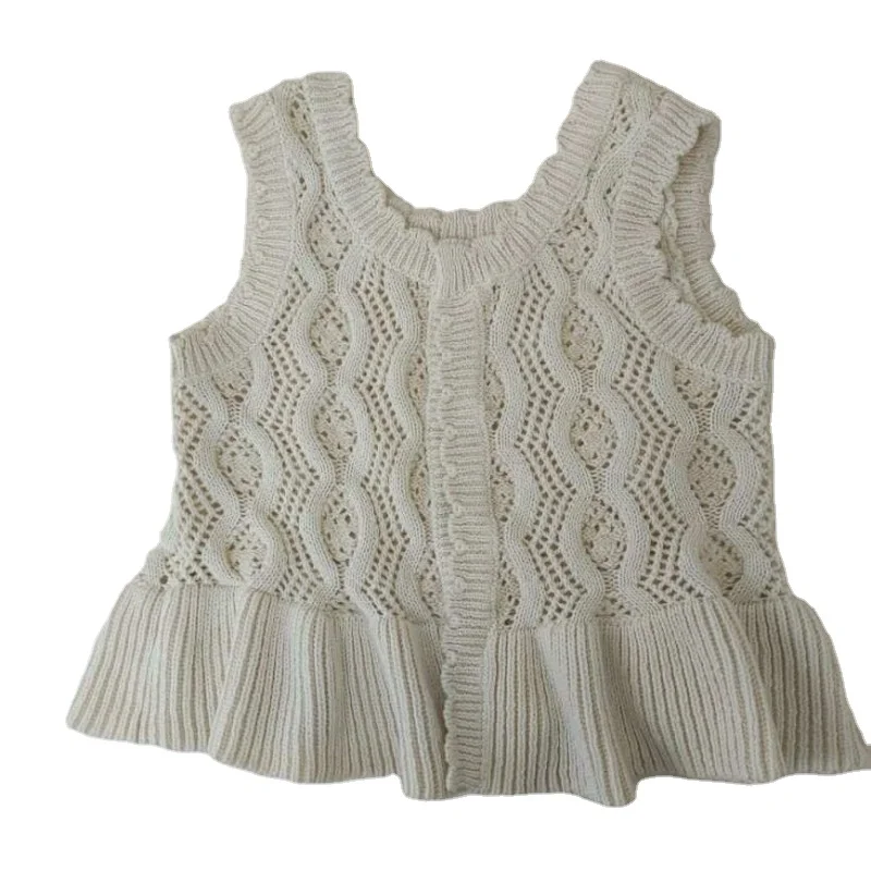 Baby Girl Dress Summer Flower and Leaf Embroidery Pattern Knitted Sleeveless Toddler Newborn Infant Dress