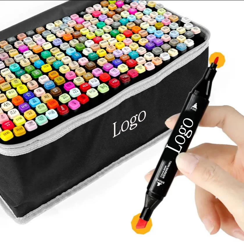 High Durability Permanent Marker Pen Fine And Brush Double Head Professional Painting Watercolor Dual Tip Pens