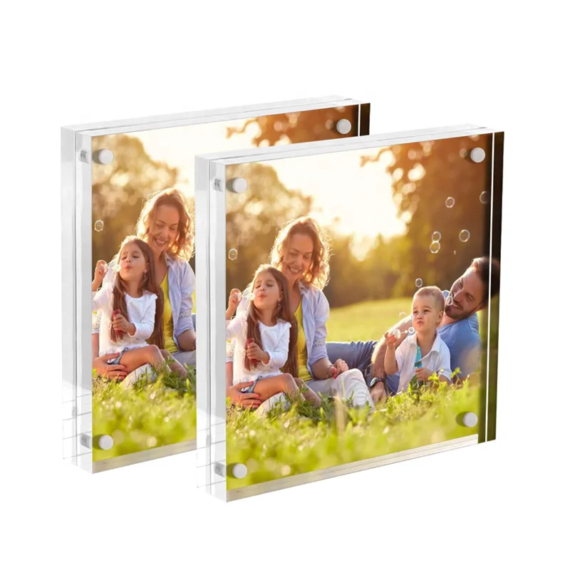 20mm Thickness 5x5 Transparent Acrylic Magnetic Photo Frame Double Sided Picture Frame Decorative Gift