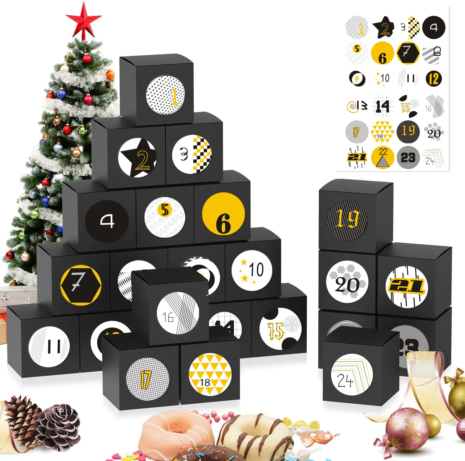ASP custom Wholesale 24 boxes  tree shape DIY christmas advent calendar box DIY for chocolate
