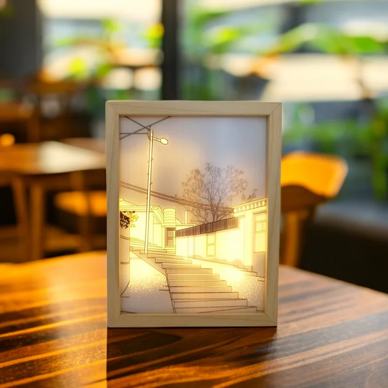 Table Lamps Framed USB Wall Led Canvas Painting Prints Art Light Up Led Light Painting