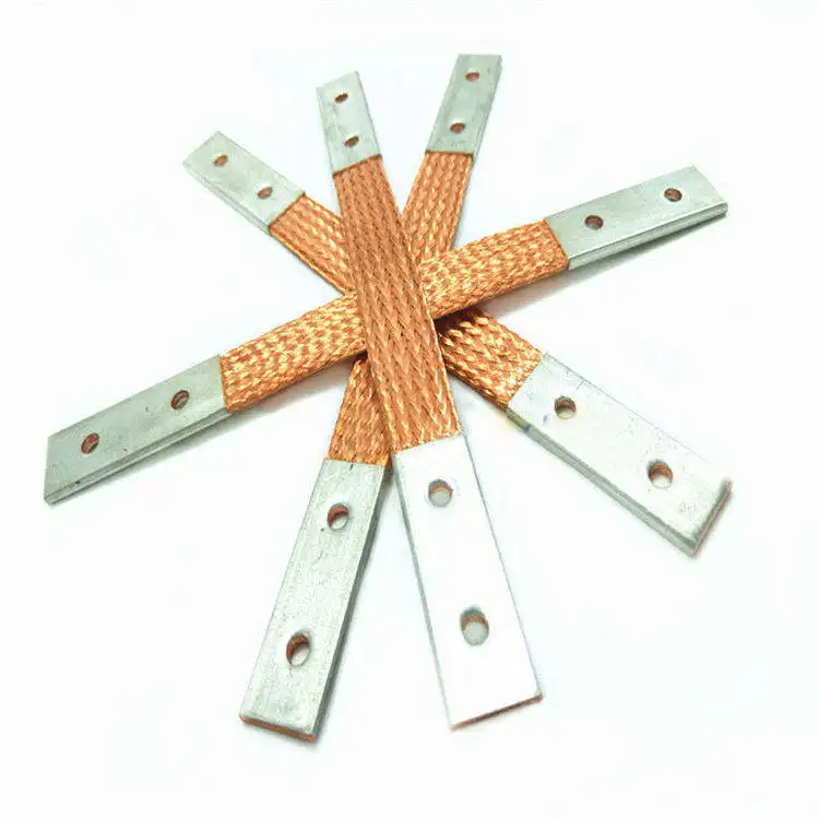 OEM/ODM Automobile Engine Battery Electrical Flexible Connecting Cable Braided Copper Tape Bonding Jumper Strip Wire