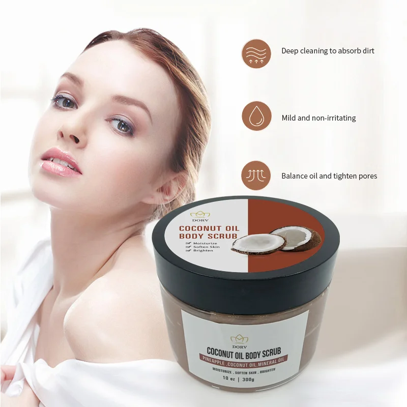 Private Label Coconut Oil Skin Care Products Moisturizing Scrub Body Whitening Exfoliating Salt Body Scrubs