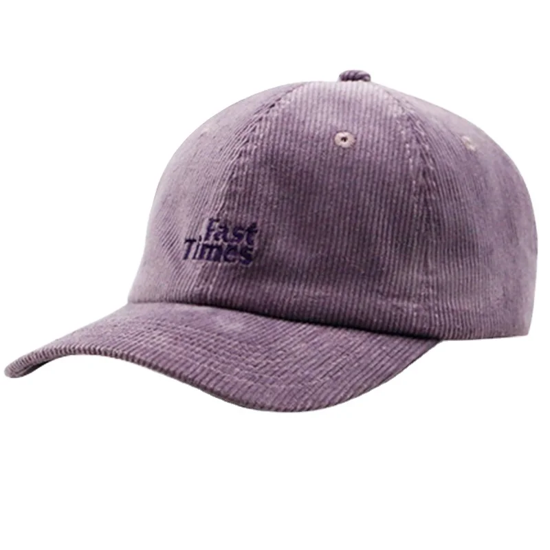 Бейсболка с вышивкой логотипа высокого качества фиолетовая винтажная Вельветовая шляпа для папы для женщин и мужчин