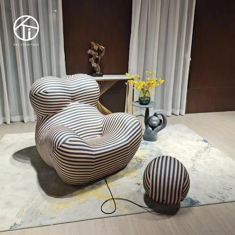 modern Leisure Recliner Sofa with feet rest  Fashion Living Room Chair stripe fabric Upholstered Velvet Fabric Lounge Chair