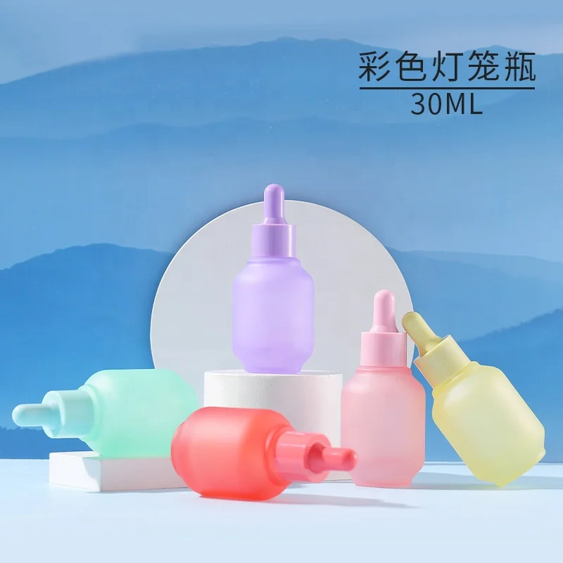 lantern shape glass bottle colored glass bottle 30 ml dropper bottle glass dropper pipette for skin care body oil