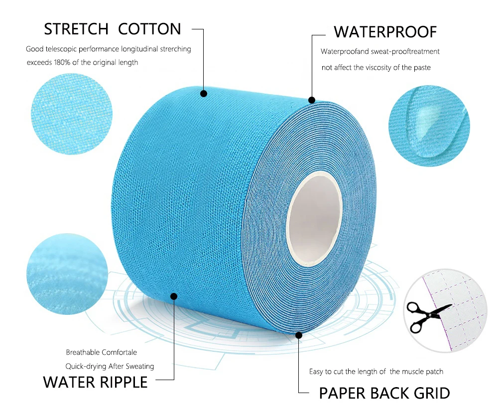 NQ SPORTS Custom Logo Waterproof Kinesiology Precut Sports Medical Tape 5cm 10cm Elastic Athletic Muscle Tape for Knee and Face
