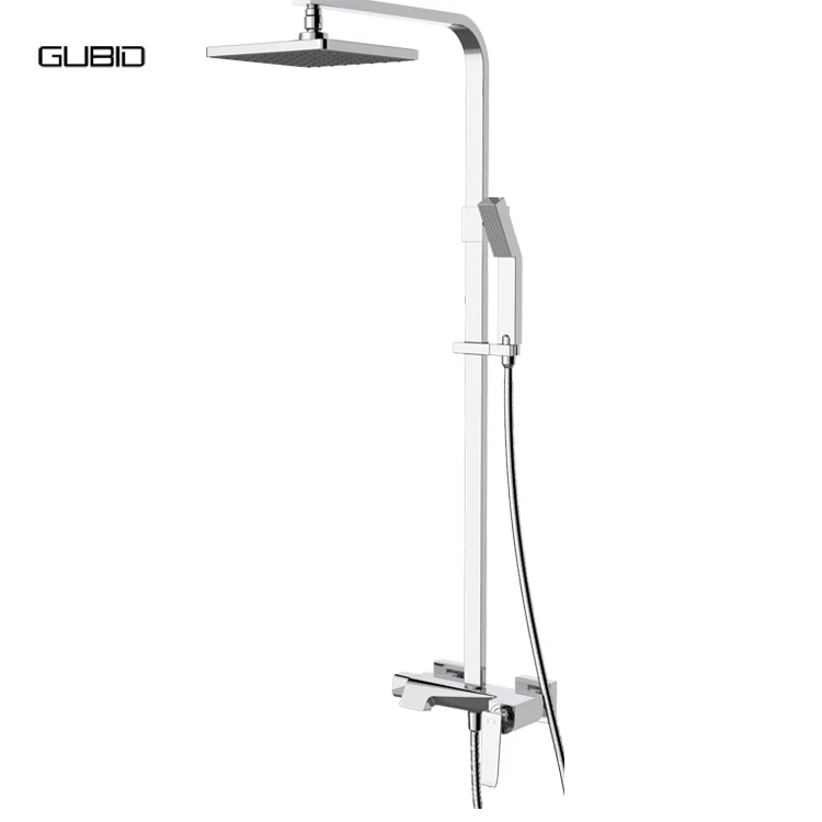 3-way Solid Brass Square Bathroom Shower System High Quality Exposed Bath Shower Faucets 3-function Handheld Mixers Taps Sets