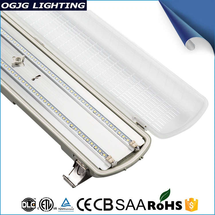 ETL DLC CE subway station ip65 tri-proof tube fixtures trunking system hanging batten lighting tunnel emergency led linear light