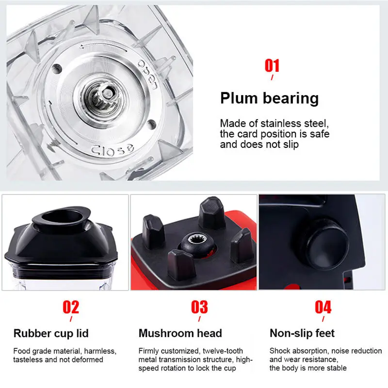 Silver Crest 2.5L 5500W 9525 Motor 2 Cups Professional Heavy Duty Grinder Commercial Food Mixer Smoothie Juicer Blenders