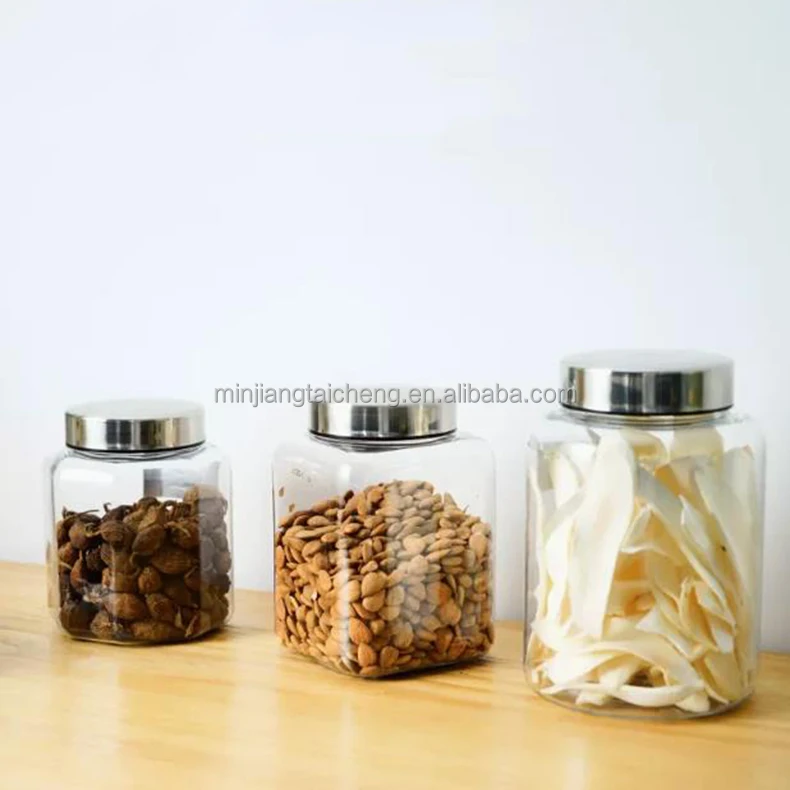 PC Polycarbonate Plastic Clear Large Capacity Food Storage Jars Wholesales Bottles Jars Clear Spice Storage 304 Stainless Lids