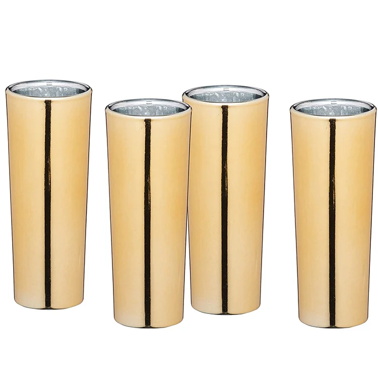 mexican short glass straight cup 2oz Metallic Gold shot glasses colored tequila glass