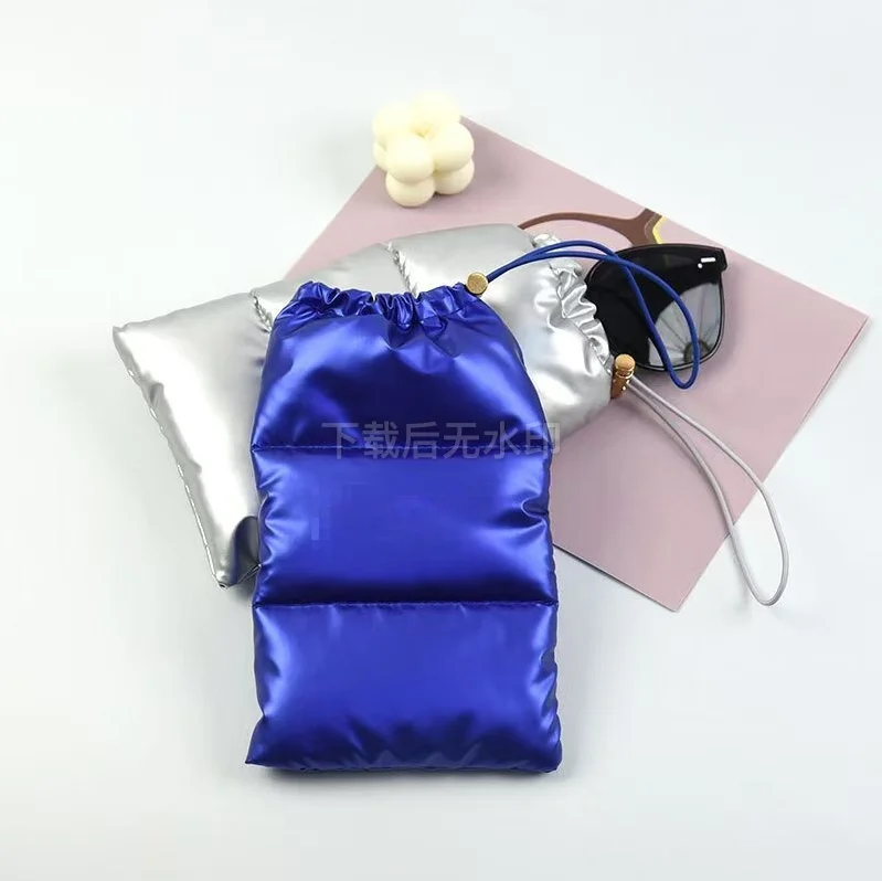 wholesale cheap  cotton  thick Waterproof Custom Synthetic Down Sunglasses Bags Drawstring Soft Eyeglasses phone Glasses Pouch