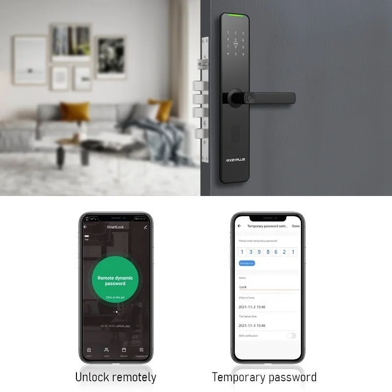 Tuya WIFI App High Security Fully Automatic Smart Lock Biometric Fingerprint Automatic Smart Door Lock Phone Silver Basic Cloud