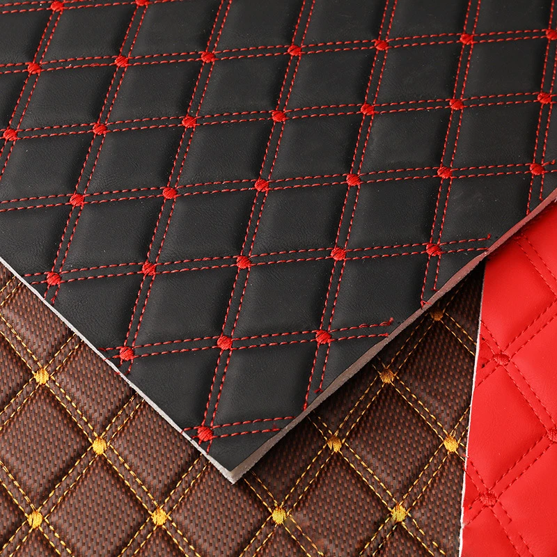 Embroidery Quilted Stitching PU PVC Synthetic Leather Fabric For Car Seat & Car Mats