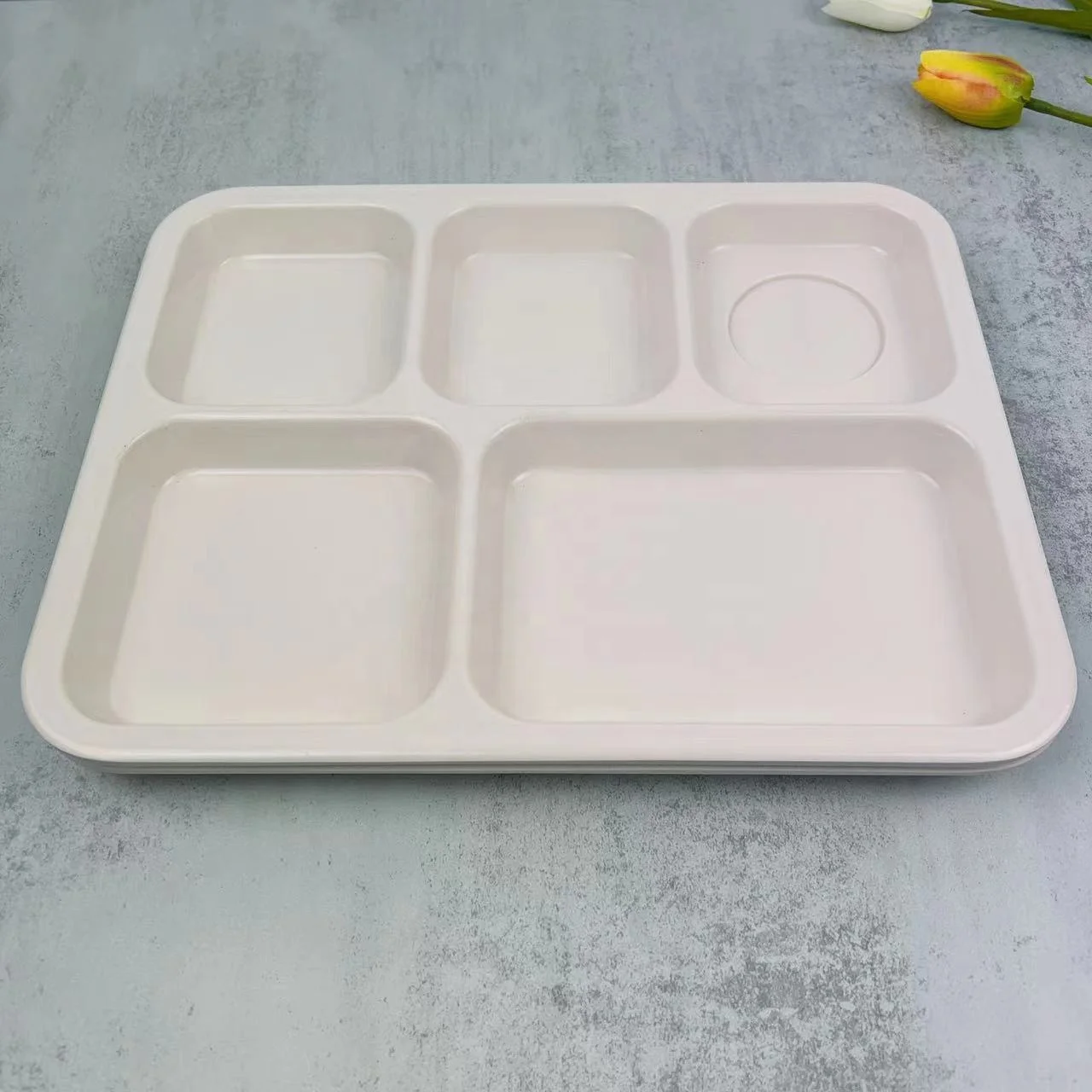 Wholesale unbroken melamine  5 sectional food divided  tray food grade