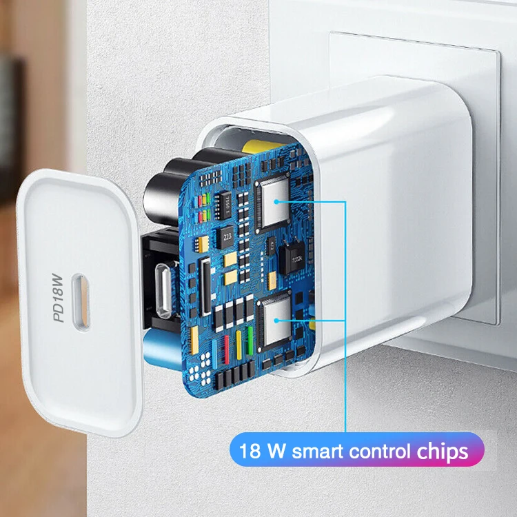 
Ice-Bingo 18W PD Type C Quick Charge Fast Charger US Plug Single USB Port For iPhone US Plug Wall Charger 