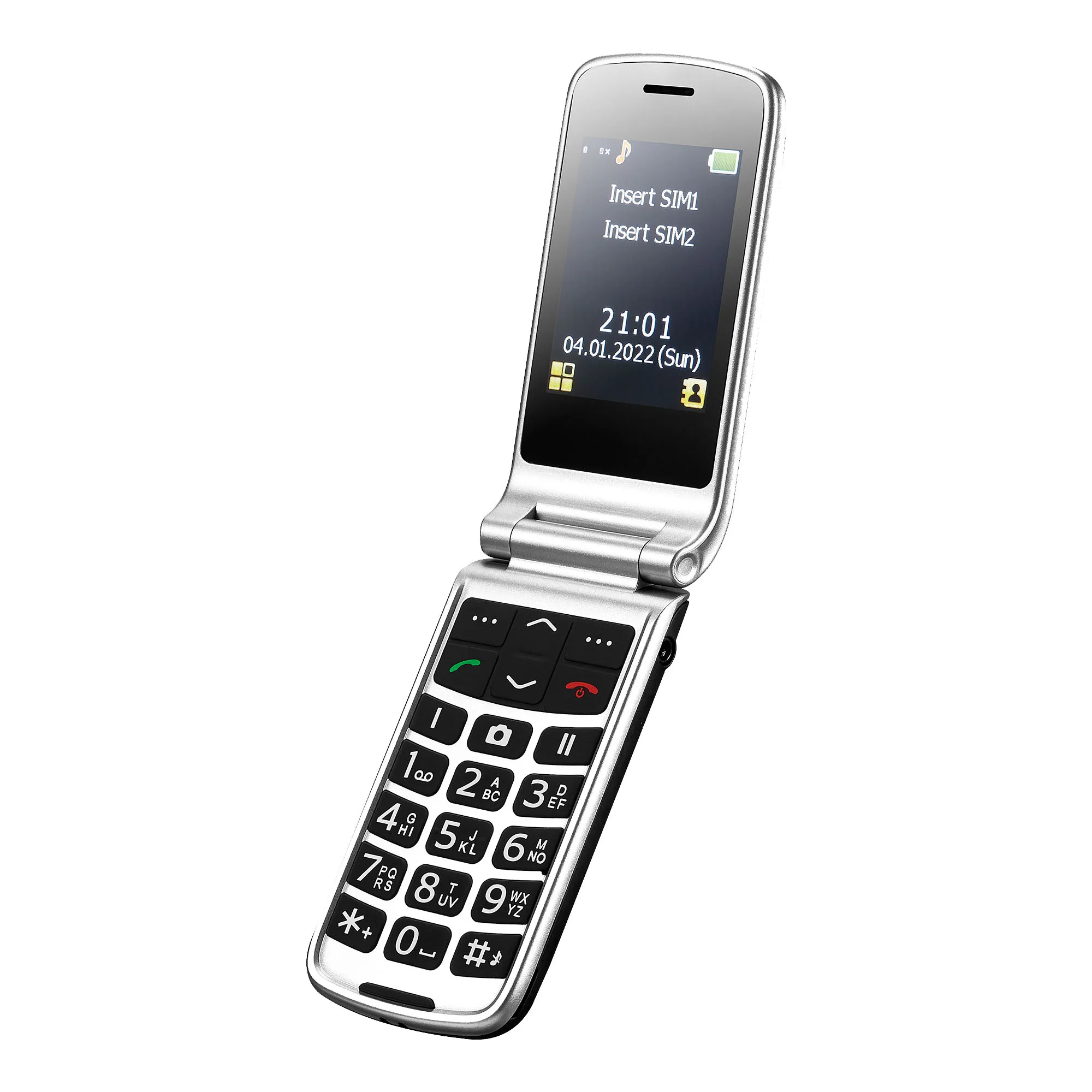 High quality mobile phones easy and handle 3G Red senior flip phone 64M+128M GSM network phone