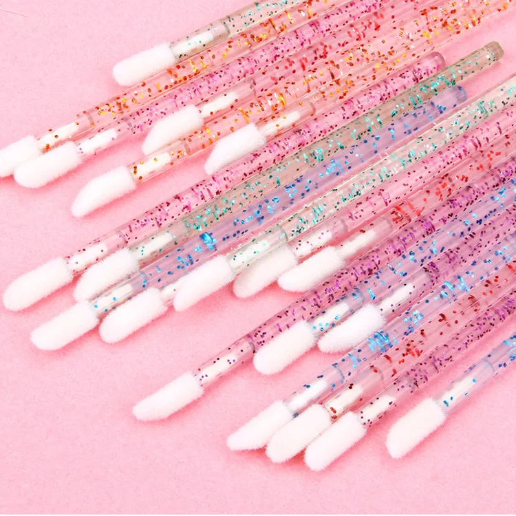Disposable Pink Lip Brushes Glitter Makeup Brush Lipstick Lip Gloss Wands Applicator Brush