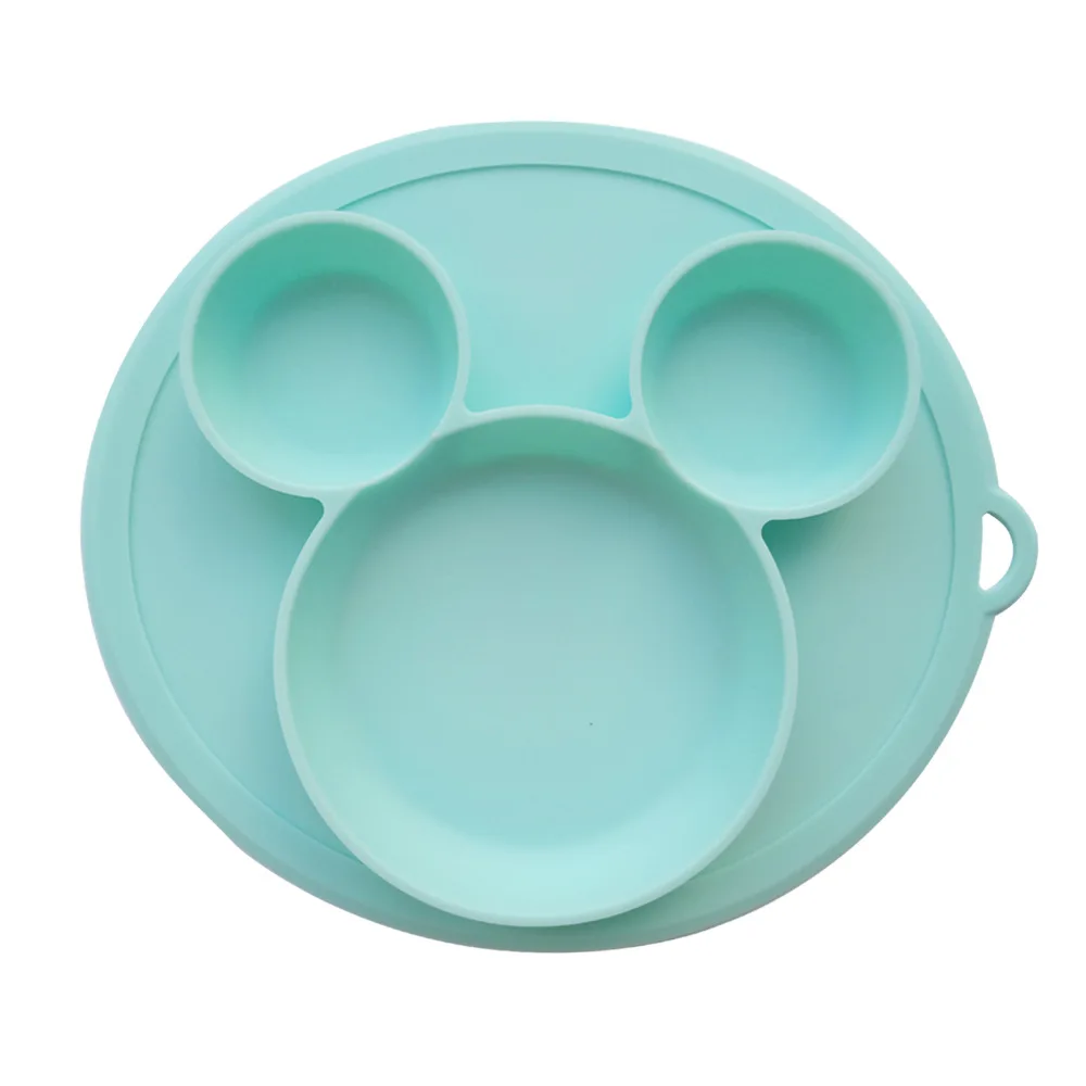 Children Tableware Food Grade Silicone Baby Plate Kids Mickey Bowl Plates Baby Feeding Silicone Bowl