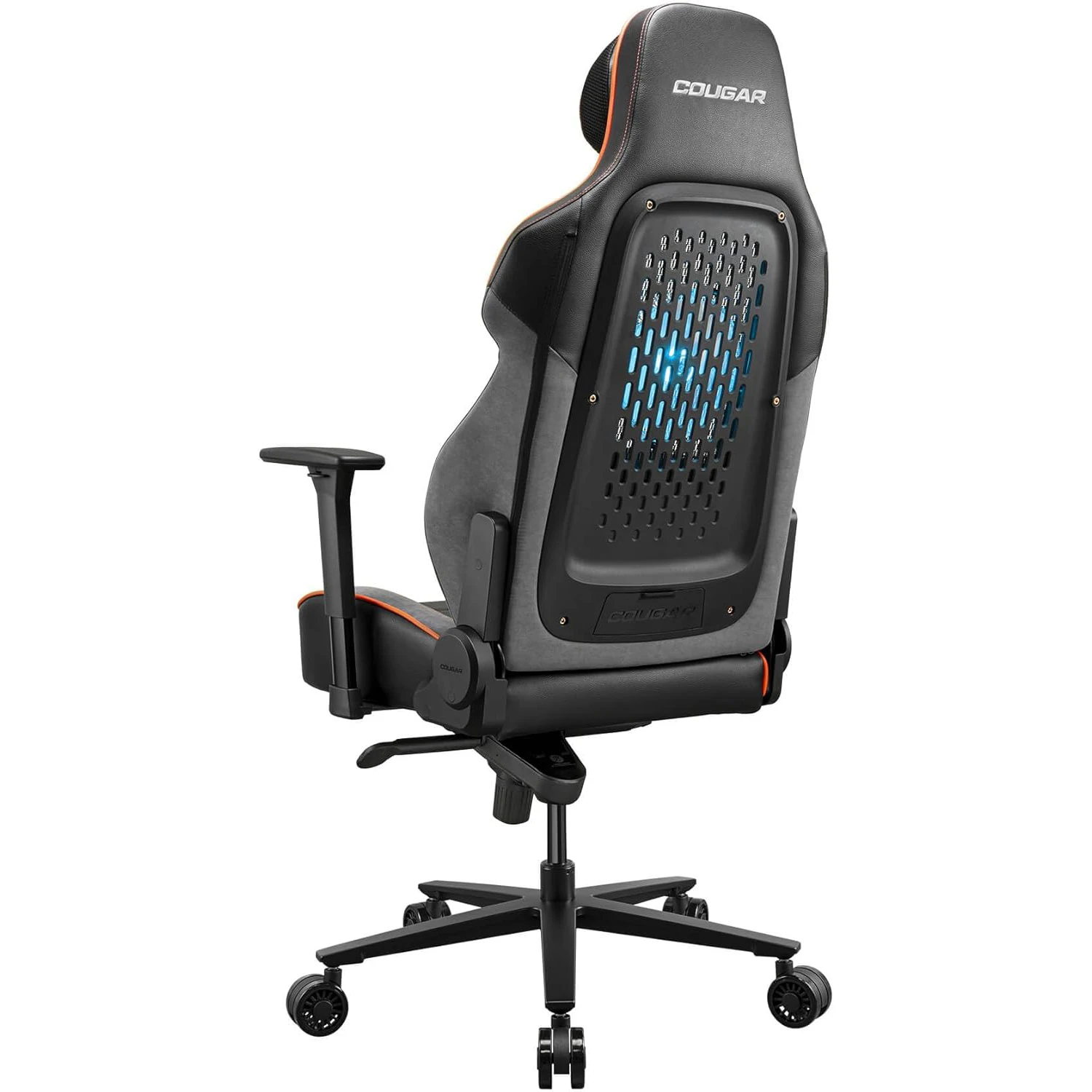 Cougar NXSYS AERO Orange Innovative Elastomeric RGB Fan Gaming Chair Mesh Magnetic head cushion and lumbar pillow
