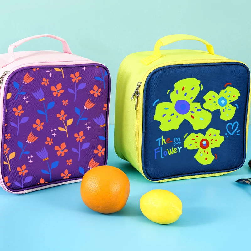 New 2024 customized lunch box set portable hand bag kids with insulated bag plastic water bottle 21*21*12cm