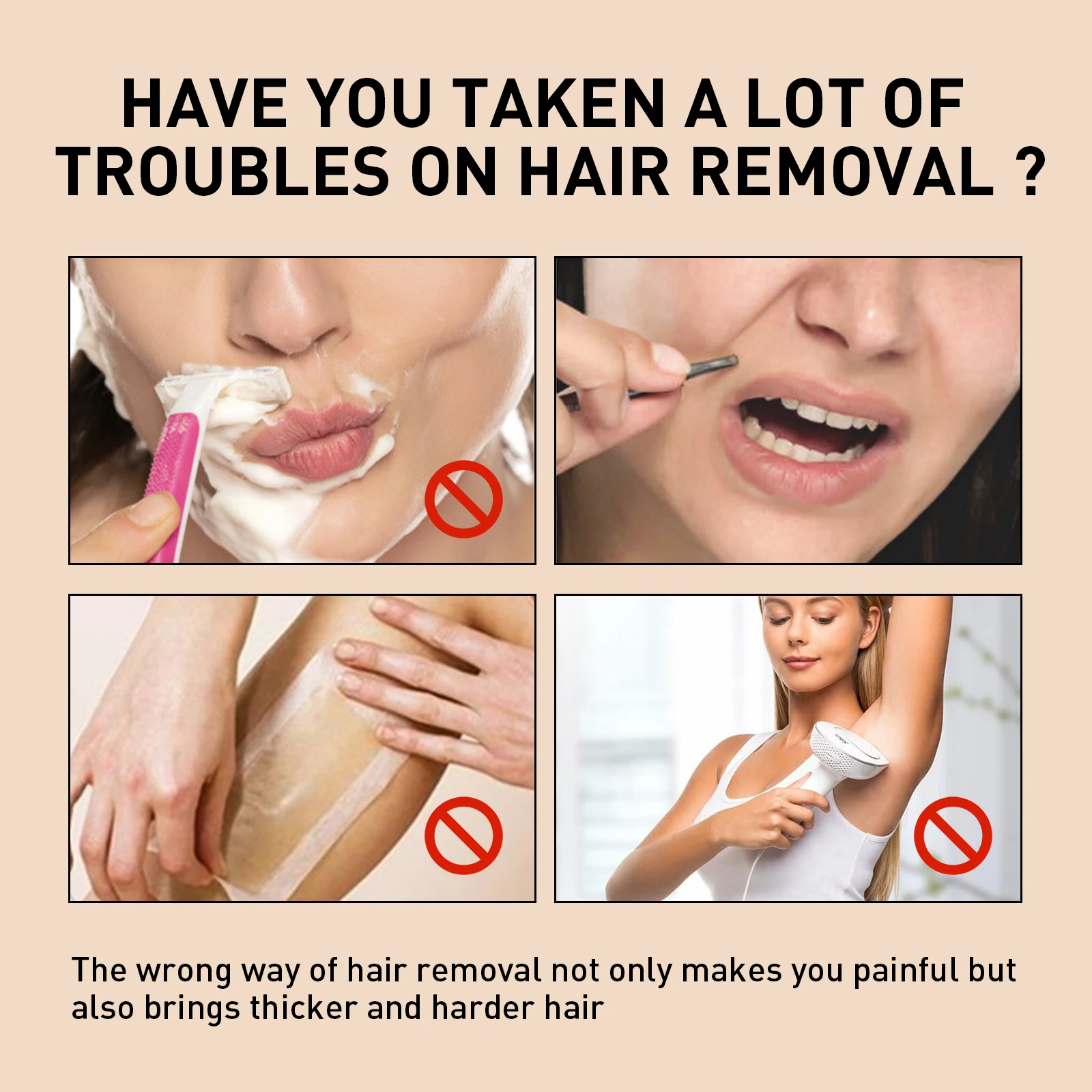 Private Label Natural Organic Herbal Painless Facial Depilatory Men Women Permanent Hair Removal Cream