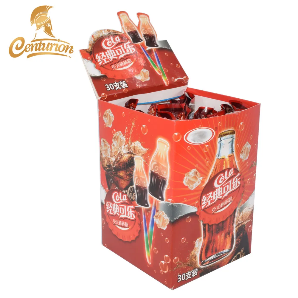 10g fluorescence Cola bottle shape lollipop sweet lollipop hard candy