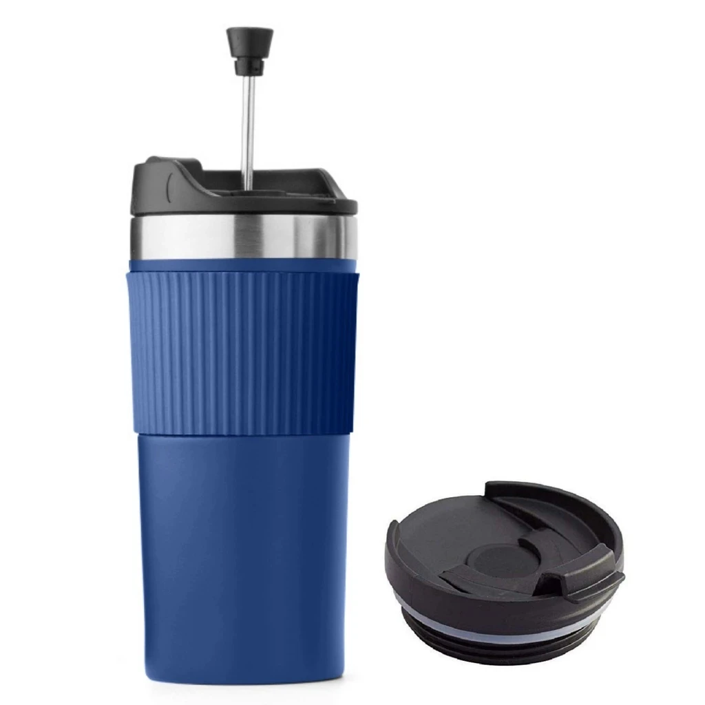 2 in 1 Travel French Press Coffee Maker, Portable 18 oz Tumbler Coffee French Press for Ground Coffee & Tea Leaves