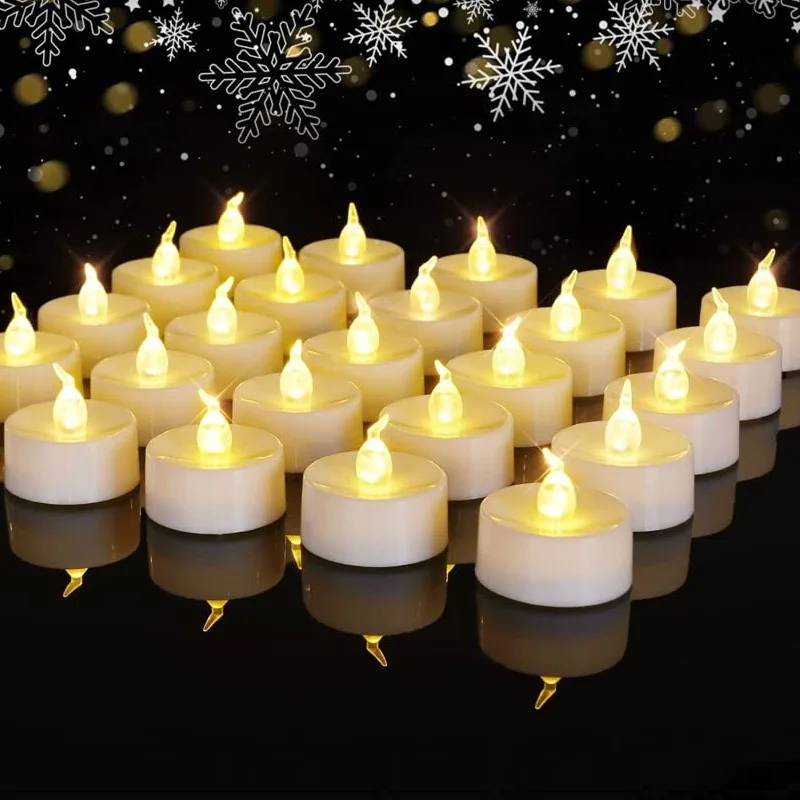 Diwali Lights LED Tea Light Candles Yellow Flickering Bright Battery LED Flameless Candles