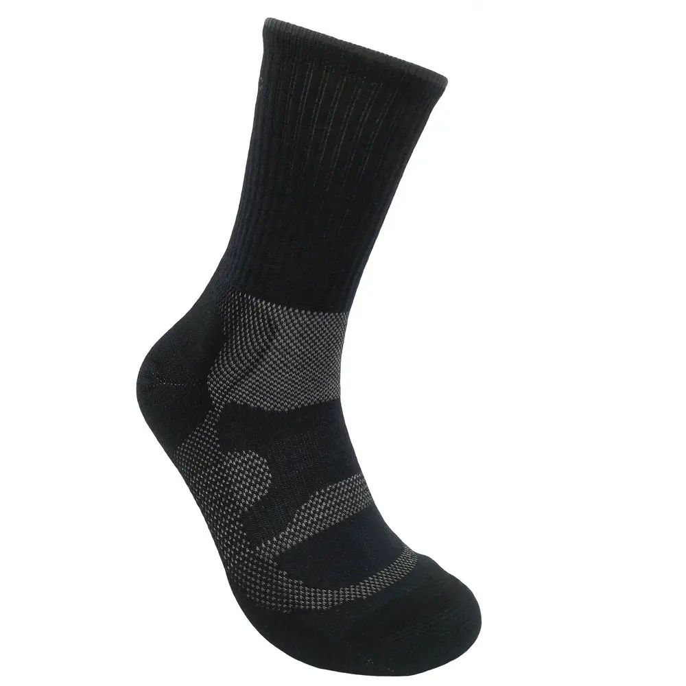 Plain black merino wool acrylic blend hiking socks