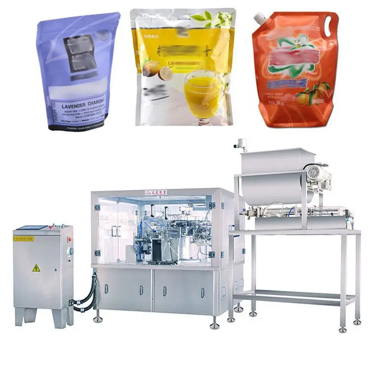 Plastic Sachets Juice Premade Stand Up Pouch Paper Zipper Bag Filling And Sealing Liquid Packing Machine