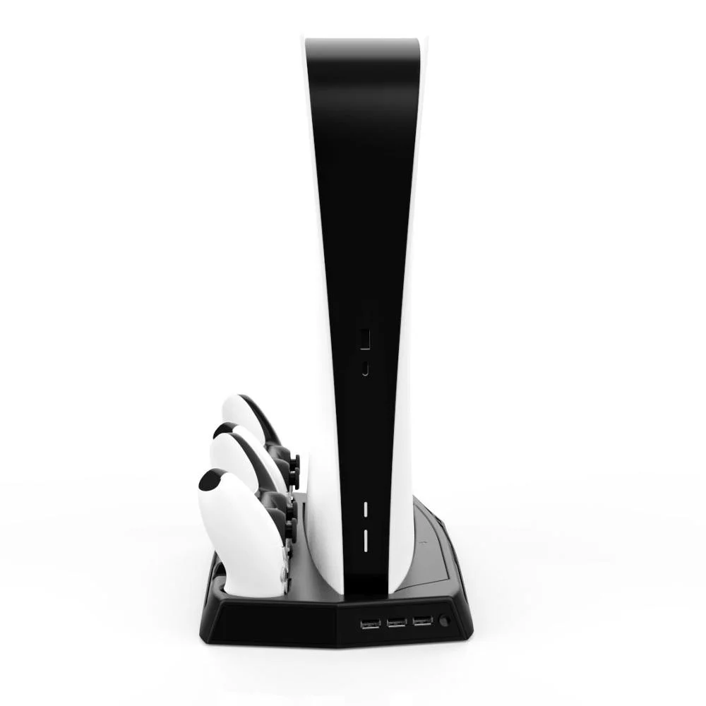 Multifunctional All-in-one accessories Vertical Stand Cooling Fan Dock with Storage Tray Bracket for PS5 Handle Base Charger