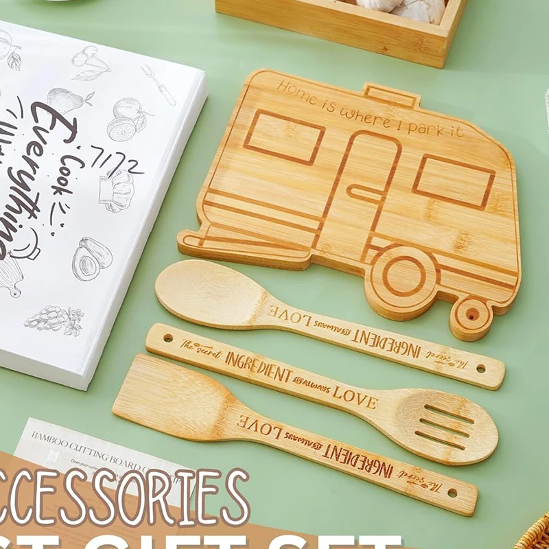 Happy Campers Rectangular Bamboo Cutting Board RV camping picnic travel vacation outdoor travel customised gift happy camper sou
