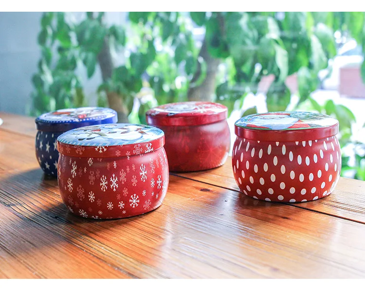 Изысканный Рождественский запас жестяная круглая Рождественская Подарочная коробка с высоким животом Роскошная Рождественская жестяная коробка для конфет для детей