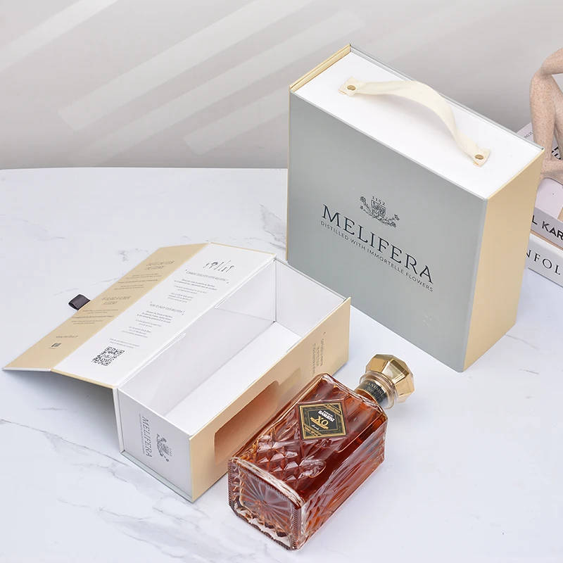 Производитель биоразлагаемая жесткая бумажная коробка для ликера 2 одинарные бутылки из Лафита складная Подарочная вина виски