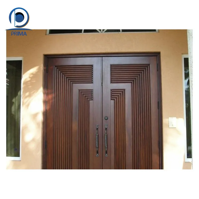 Hot Sale Teak Solid Wood Front Door Design Walnut Wooden Main Doors