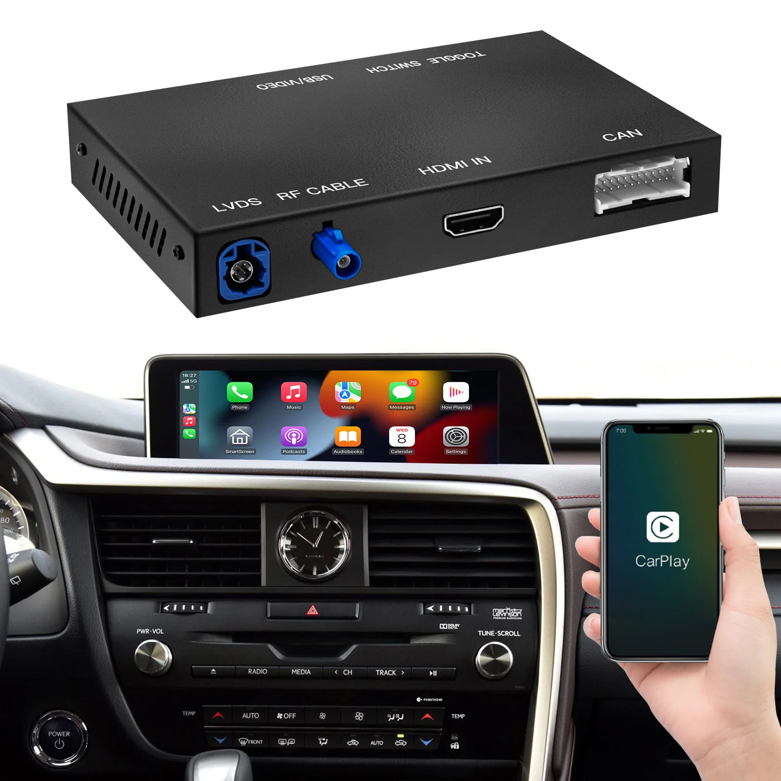 Autoabc беспроводной Carplay декодер для Lexus Ux Lx Ct автомобильный экран надстройка Android Auto интерфейсная коробка дисплей зеркало Iphone