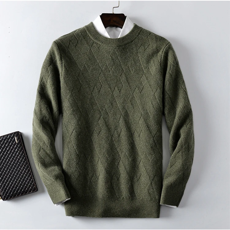 100% pure cashmere warm men crew neck sweaters cardigans